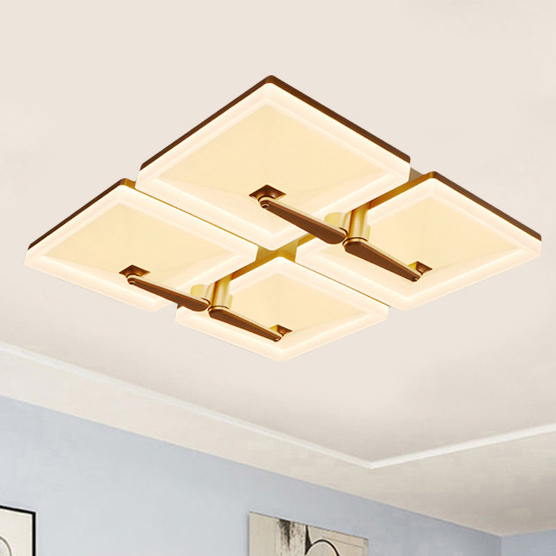 Splicing Square Flush Ceiling Light Fixture Minimalist Metal 2/4/6 Heads LED White Ceiling Lamp in Third Gear Light Clearhalo 'Ceiling Lights' 'Close To Ceiling Lights' 'Close to ceiling' 'Flush mount' Lighting' 245444