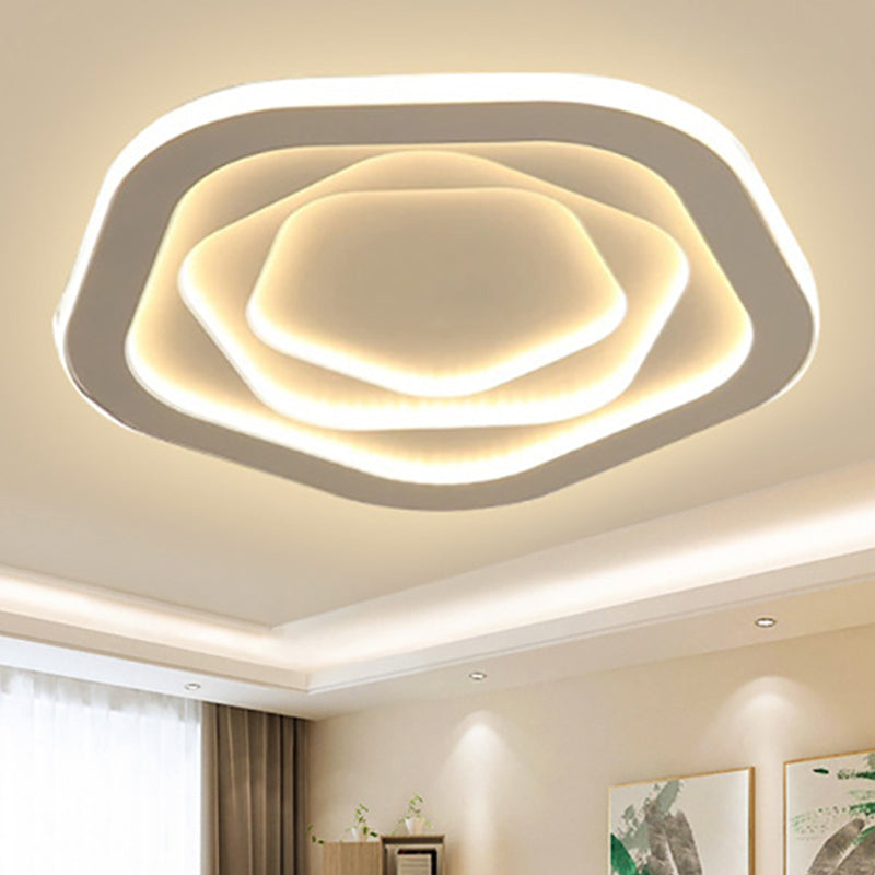 16"/19.5"/23.5" W Simple LED Acrylic Flush Mount White Pentagon Flush Ceiling Light with Acrylic Shade, Warm/White Light Clearhalo 'Ceiling Lights' 'Close To Ceiling Lights' 'Close to ceiling' 'Flush mount' Lighting' 245514