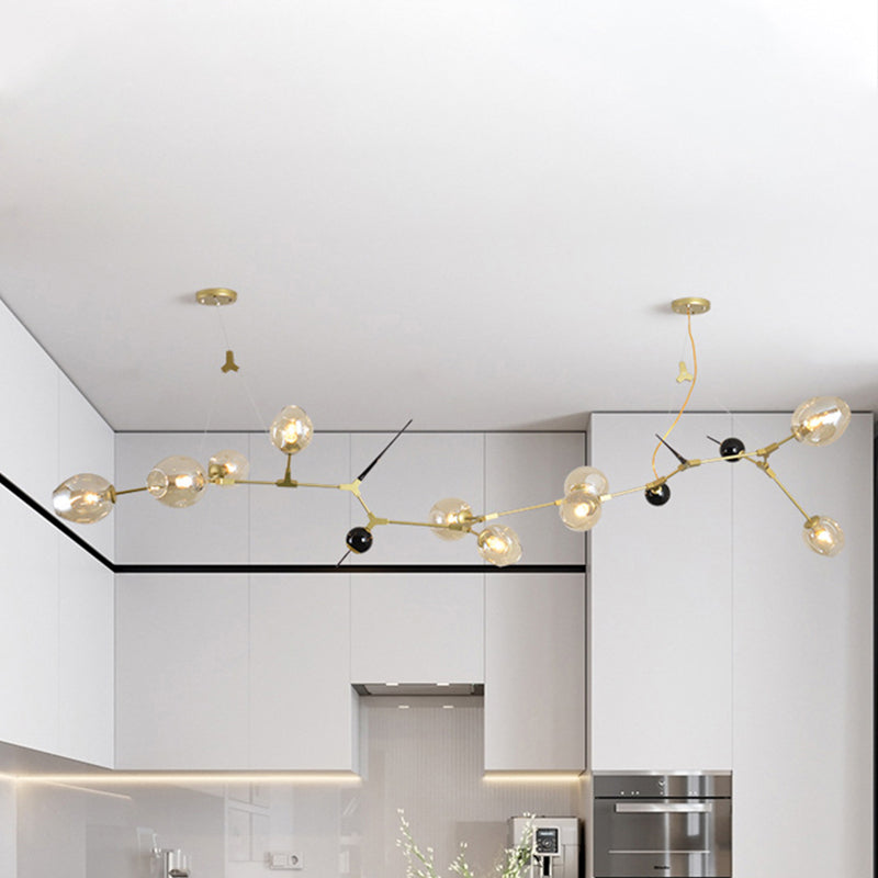 6/10 Lights Chandelier Modernist Gold Suspension Pendant with Bubble Clear Glass Shade 10 Gold Clearhalo 'Ceiling Lights' 'Chandeliers' 'Modern Chandeliers' 'Modern' Lighting' 245540