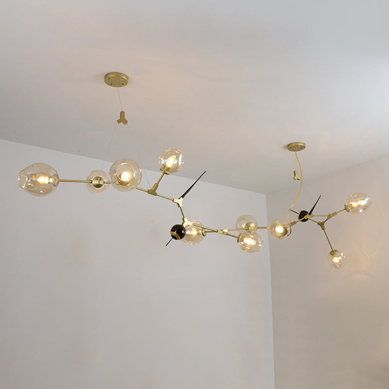 6/10 Lights Chandelier Modernist Gold Suspension Pendant with Bubble Clear Glass Shade Clearhalo 'Ceiling Lights' 'Chandeliers' 'Modern Chandeliers' 'Modern' Lighting' 245541