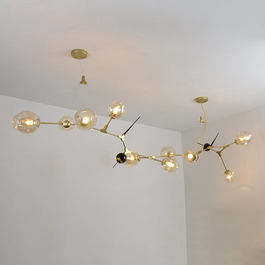 6/10 Lights Chandelier Modernist Gold Suspension Pendant with Bubble Clear Glass Shade Clearhalo 'Ceiling Lights' 'Chandeliers' 'Modern Chandeliers' 'Modern' Lighting' 245541