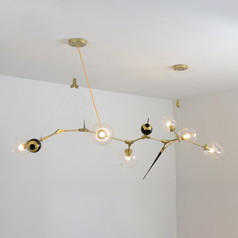 6/10 Lights Chandelier Modernist Gold Suspension Pendant with Bubble Clear Glass Shade 6 Gold Clearhalo 'Ceiling Lights' 'Chandeliers' 'Modern Chandeliers' 'Modern' Lighting' 245542