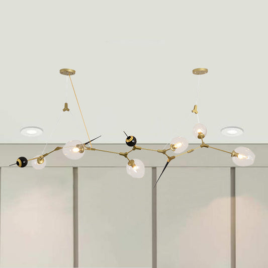 6/10 Lights Chandelier Modernist Gold Suspension Pendant with Bubble Clear Glass Shade Clearhalo 'Ceiling Lights' 'Chandeliers' 'Modern Chandeliers' 'Modern' Lighting' 245543