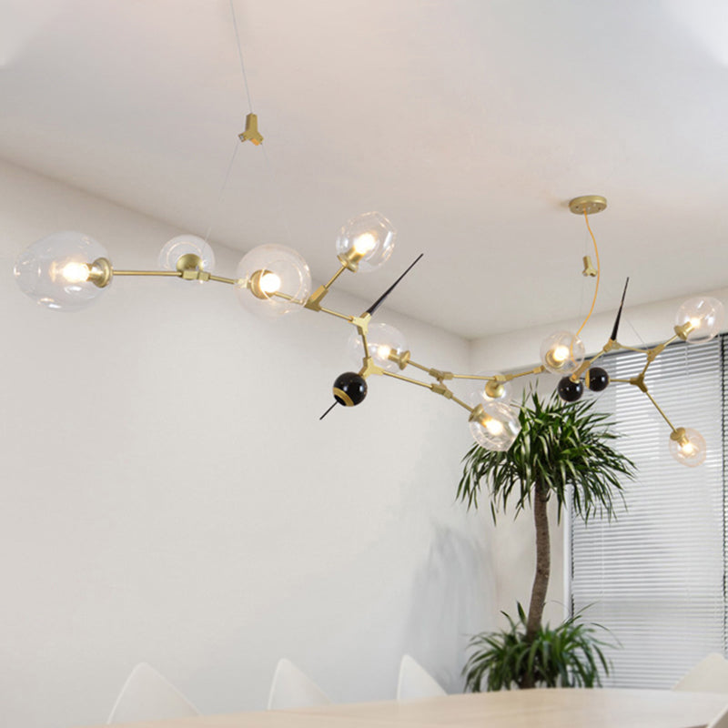 6/10 Lights Chandelier Modernist Gold Suspension Pendant with Bubble Clear Glass Shade Clearhalo 'Ceiling Lights' 'Chandeliers' 'Modern Chandeliers' 'Modern' Lighting' 245544