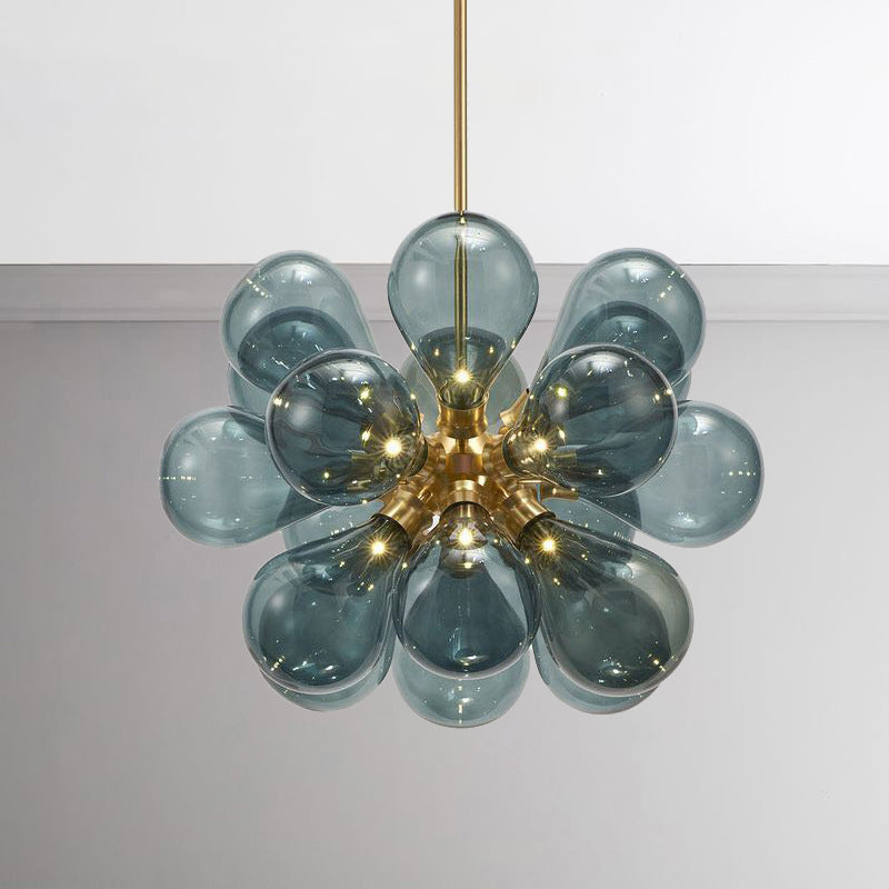 Bubble White/Blue/Purple Glass Chandelier Light Designer Multi Lights Brass Led Hanging Ceiling Light Clearhalo 'Ceiling Lights' 'Chandeliers' 'Glass shade' 'Glass' 'Modern Chandeliers' 'Modern' Lighting' 245557