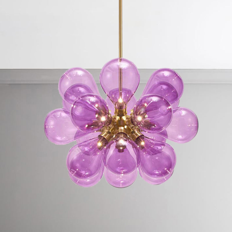 Bubble White/Blue/Purple Glass Chandelier Light Designer Multi Lights Brass Led Hanging Ceiling Light Clearhalo 'Ceiling Lights' 'Chandeliers' 'Glass shade' 'Glass' 'Modern Chandeliers' 'Modern' Lighting' 245559