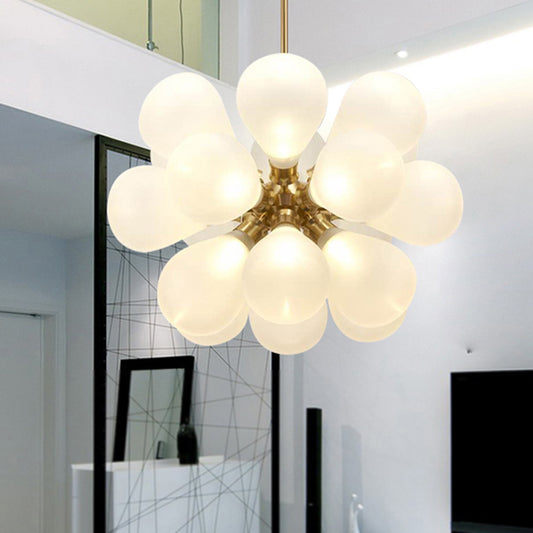 Bubble White/Blue/Purple Glass Chandelier Light Designer Multi Lights Brass Led Hanging Ceiling Light White Clearhalo 'Ceiling Lights' 'Chandeliers' 'Glass shade' 'Glass' 'Modern Chandeliers' 'Modern' Lighting' 245560