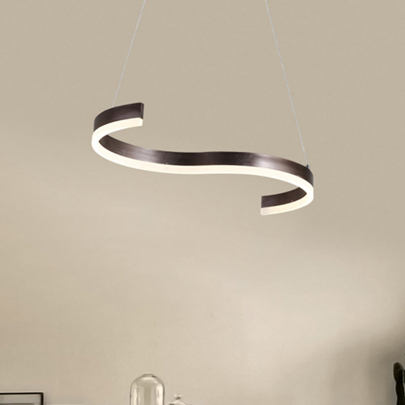 25.5"/31.5" Wide Contemporary 1 Light Chandelier with Acrylic Shade Brown S-Shaped Ceiling Pendant in Warm/White Light Brown Warm Clearhalo 'Ceiling Lights' 'Chandeliers' 'Modern Chandeliers' 'Modern' Lighting' 245579