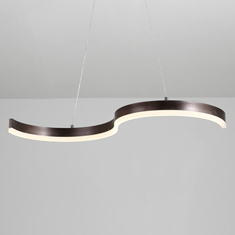 25.5"/31.5" Wide Contemporary 1 Light Chandelier with Acrylic Shade Brown S-Shaped Ceiling Pendant in Warm/White Light Clearhalo 'Ceiling Lights' 'Chandeliers' 'Modern Chandeliers' 'Modern' Lighting' 245580