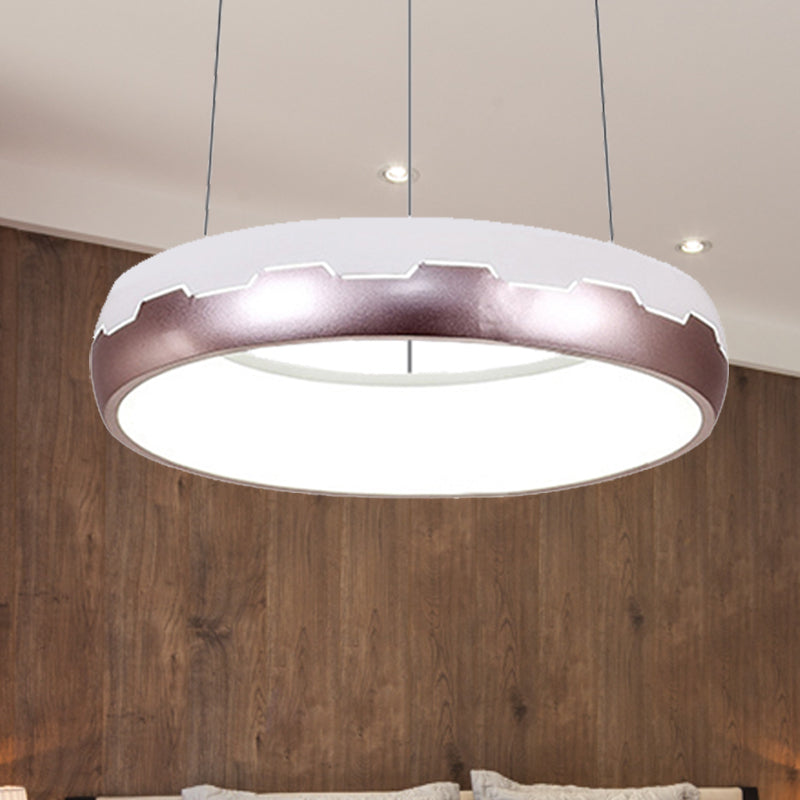 Rose Gold Ring Suspension Lighting Modern LED Metal Hanging Light Kit in White/Warm Light, 18"/21.5" Wide Clearhalo 'Ceiling Lights' 'Modern Pendants' 'Modern' 'Pendant Lights' 'Pendants' Lighting' 245596