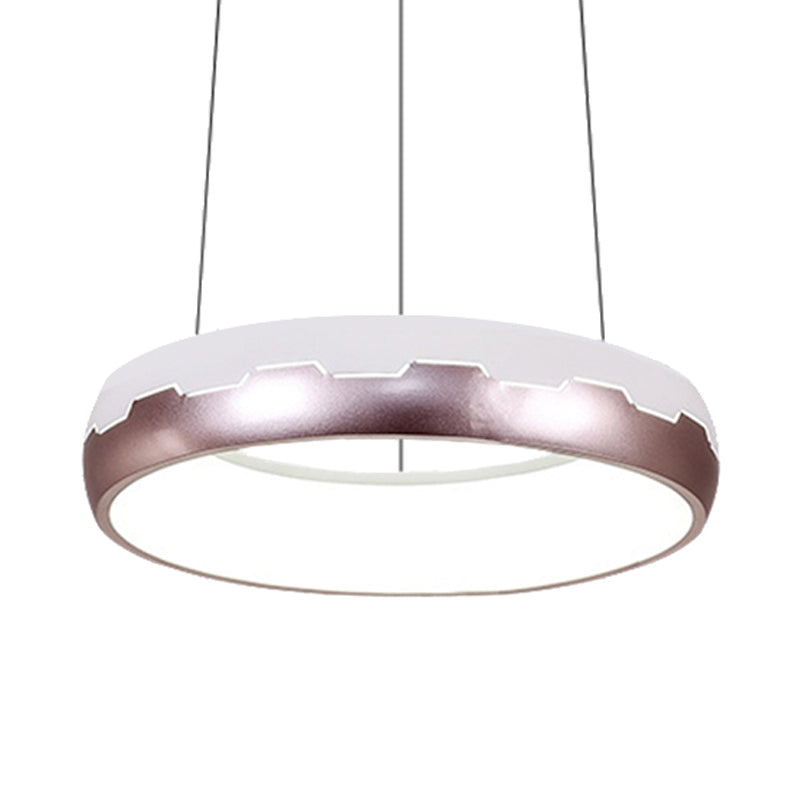 Rose Gold Ring Suspension Lighting Modern LED Metal Hanging Light Kit in White/Warm Light, 18"/21.5" Wide Clearhalo 'Ceiling Lights' 'Modern Pendants' 'Modern' 'Pendant Lights' 'Pendants' Lighting' 245597