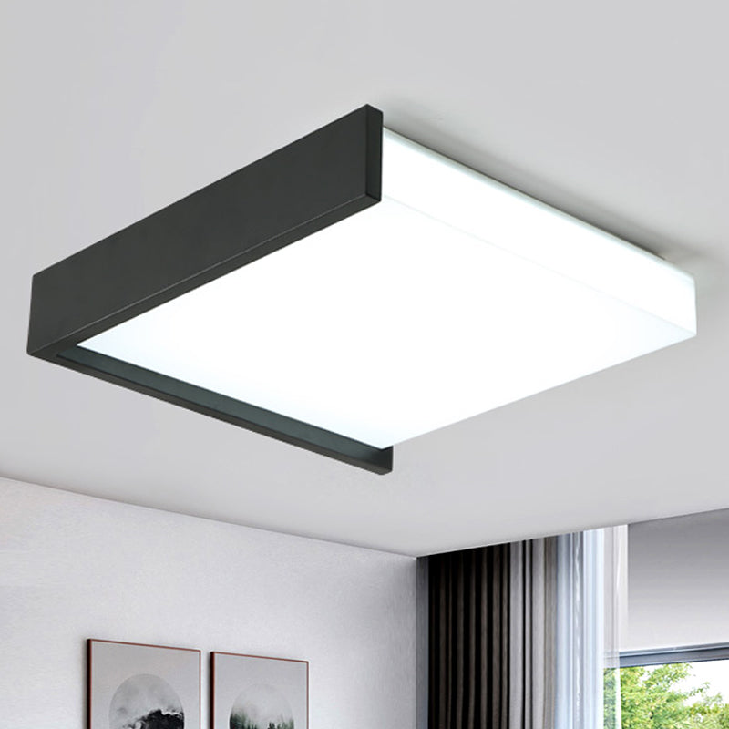 16"/19.5" Wide LED Bedroom Flush Mount Black/White Flush Ceiling Light Fixture with Brick Acrylic Shade, Warm/White Light Black Clearhalo 'Ceiling Lights' 'Close To Ceiling Lights' 'Close to ceiling' 'Flush mount' Lighting' 245612