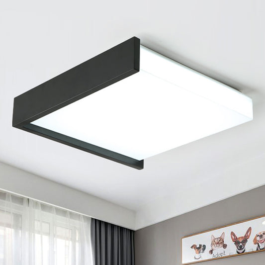 16"/19.5" Wide LED Bedroom Flush Mount Black/White Flush Ceiling Light Fixture with Brick Acrylic Shade, Warm/White Light Clearhalo 'Ceiling Lights' 'Close To Ceiling Lights' 'Close to ceiling' 'Flush mount' Lighting' 245613