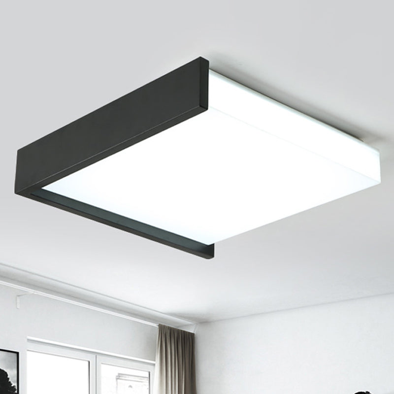 16"/19.5" Wide LED Bedroom Flush Mount Black/White Flush Ceiling Light Fixture with Brick Acrylic Shade, Warm/White Light Clearhalo 'Ceiling Lights' 'Close To Ceiling Lights' 'Close to ceiling' 'Flush mount' Lighting' 245614