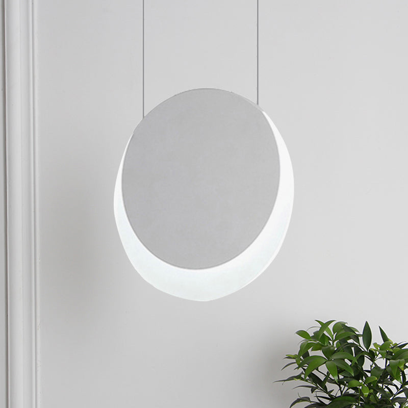 LED Pendant Light Simplicity White Suspension Pendant with Crescent Shaped Edge Acrylic Shade in Warm/White Light, 6.5"/8.5"W White White Clearhalo 'Ceiling Lights' 'Modern Pendants' 'Modern' 'Pendant Lights' 'Pendants' Lighting' 245617