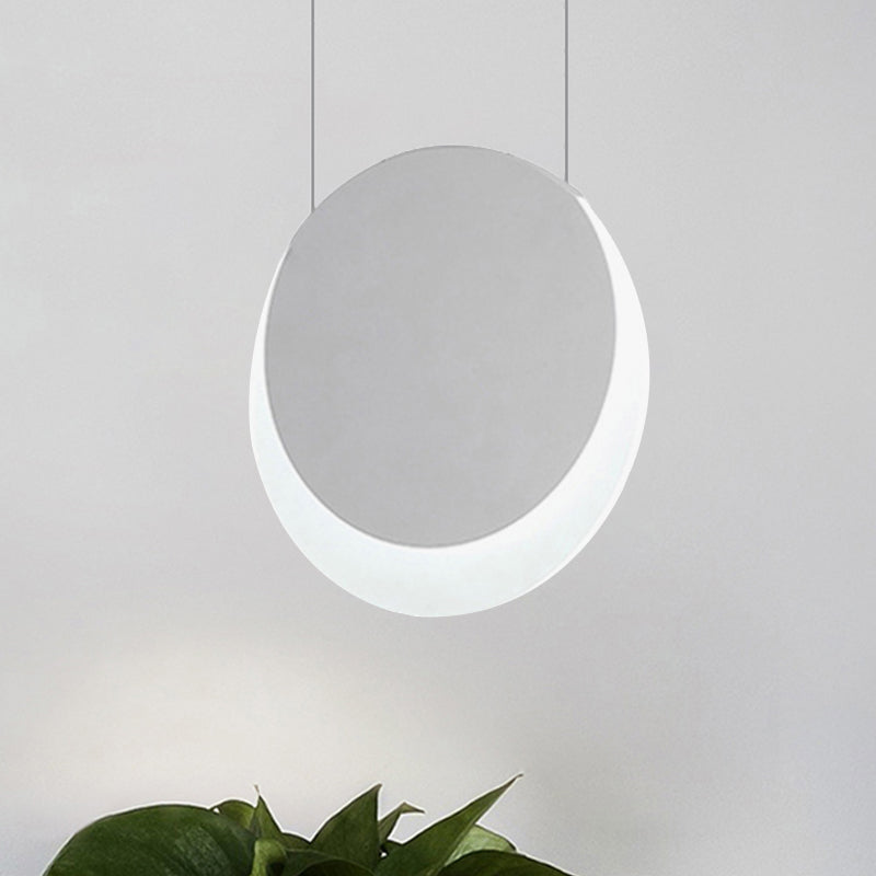 LED Pendant Light Simplicity White Suspension Pendant with Crescent Shaped Edge Acrylic Shade in Warm/White Light, 6.5"/8.5"W Clearhalo 'Ceiling Lights' 'Modern Pendants' 'Modern' 'Pendant Lights' 'Pendants' Lighting' 245618