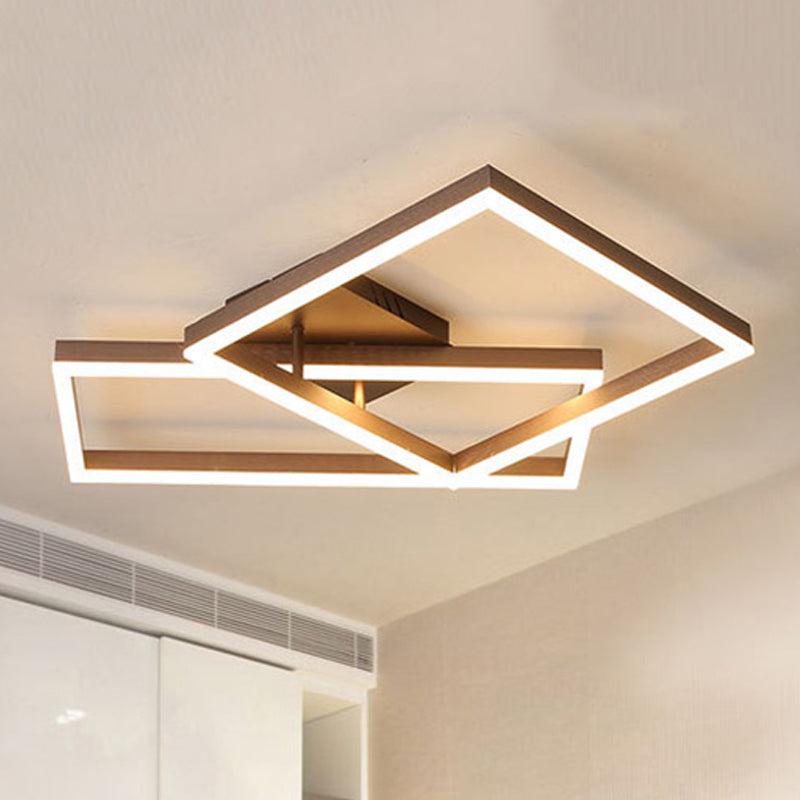 Metal Geometric Semi Flush Lighting Modernist 2/3/4 Lights Brown Led Semi Flush Mount Lamp in White/Warm Light Clearhalo 'Ceiling Lights' 'Close To Ceiling Lights' 'Close to ceiling' 'Semi-flushmount' Lighting' 245639