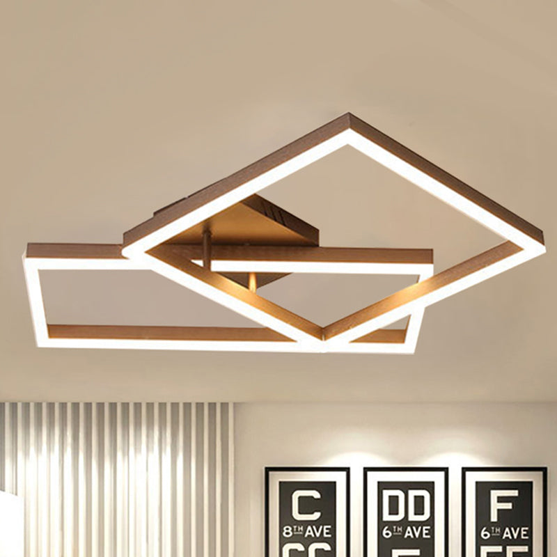 Metal Geometric Semi Flush Lighting Modernist 2/3/4 Lights Brown Led Semi Flush Mount Lamp in White/Warm Light Clearhalo 'Ceiling Lights' 'Close To Ceiling Lights' 'Close to ceiling' 'Semi-flushmount' Lighting' 245640