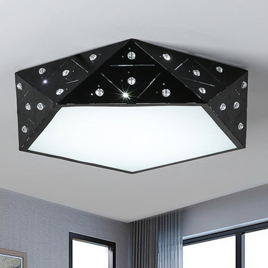 Geometric Flushmount Light Nordic Acrylic LED Black/White Flush Mount Fixture with Crystal Accents, 16"/19.5" Wide Clearhalo 'Ceiling Lights' 'Close To Ceiling Lights' 'Close to ceiling' 'Flush mount' Lighting' 245654