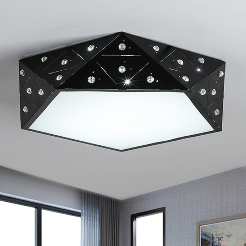 Geometric Flushmount Light Nordic Acrylic LED Black/White Flush Mount Fixture with Crystal Accents, 16"/19.5" Wide Clearhalo 'Ceiling Lights' 'Close To Ceiling Lights' 'Close to ceiling' 'Flush mount' Lighting' 245655