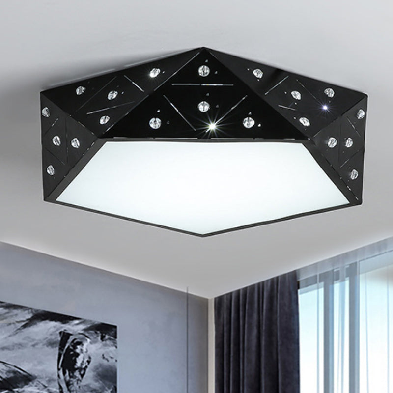 Geometric Flushmount Light Nordic Acrylic LED Black/White Flush Mount Fixture with Crystal Accents, 16"/19.5" Wide Clearhalo 'Ceiling Lights' 'Close To Ceiling Lights' 'Close to ceiling' 'Flush mount' Lighting' 245656