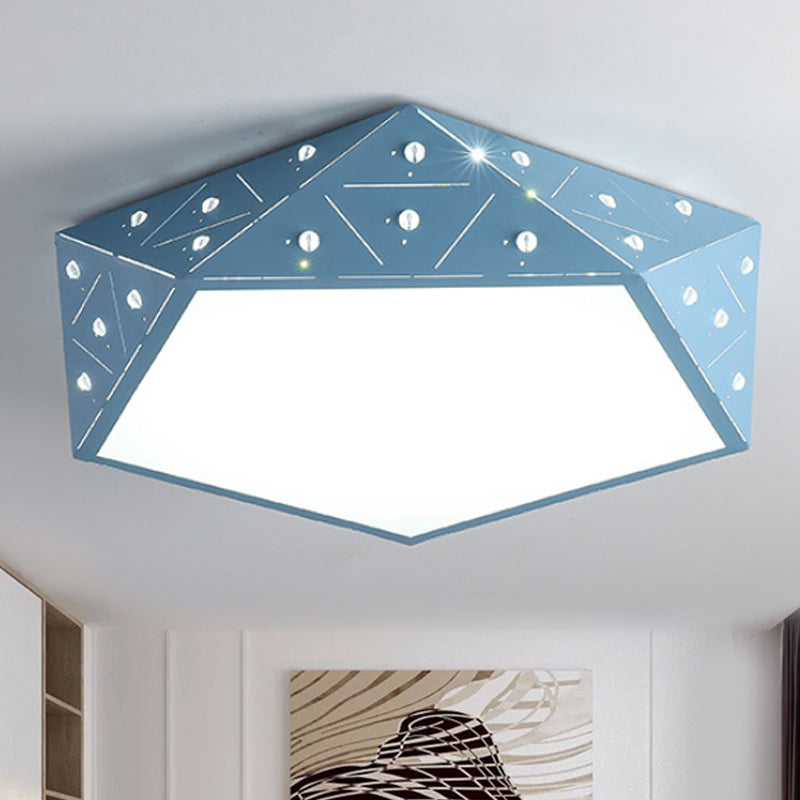 Macaron Geometric Acrylic Ceiling Mounted Light 16"/19.5" Wide LED Flush Mount Lamp in Pink/Blue/Yellow Blue Clearhalo 'Ceiling Lights' 'Close To Ceiling Lights' 'Close to ceiling' 'Flush mount' Lighting' 245669