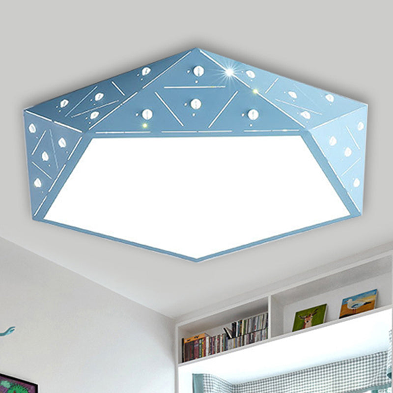 Macaron Geometric Acrylic Ceiling Mounted Light 16"/19.5" Wide LED Flush Mount Lamp in Pink/Blue/Yellow Clearhalo 'Ceiling Lights' 'Close To Ceiling Lights' 'Close to ceiling' 'Flush mount' Lighting' 245670