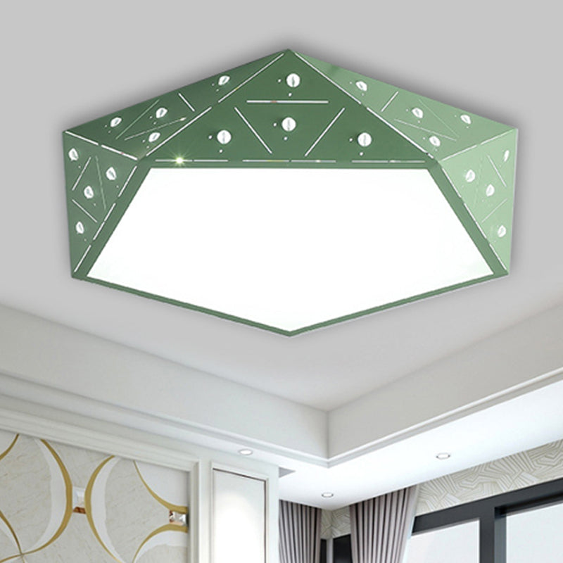 Macaron Geometric Acrylic Ceiling Mounted Light 16"/19.5" Wide LED Flush Mount Lamp in Pink/Blue/Yellow Green Clearhalo 'Ceiling Lights' 'Close To Ceiling Lights' 'Close to ceiling' 'Flush mount' Lighting' 245671