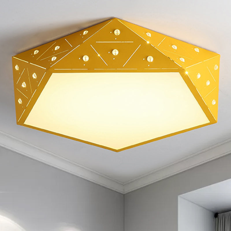 Macaron Geometric Acrylic Ceiling Mounted Light 16"/19.5" Wide LED Flush Mount Lamp in Pink/Blue/Yellow Clearhalo 'Ceiling Lights' 'Close To Ceiling Lights' 'Close to ceiling' 'Flush mount' Lighting' 245676