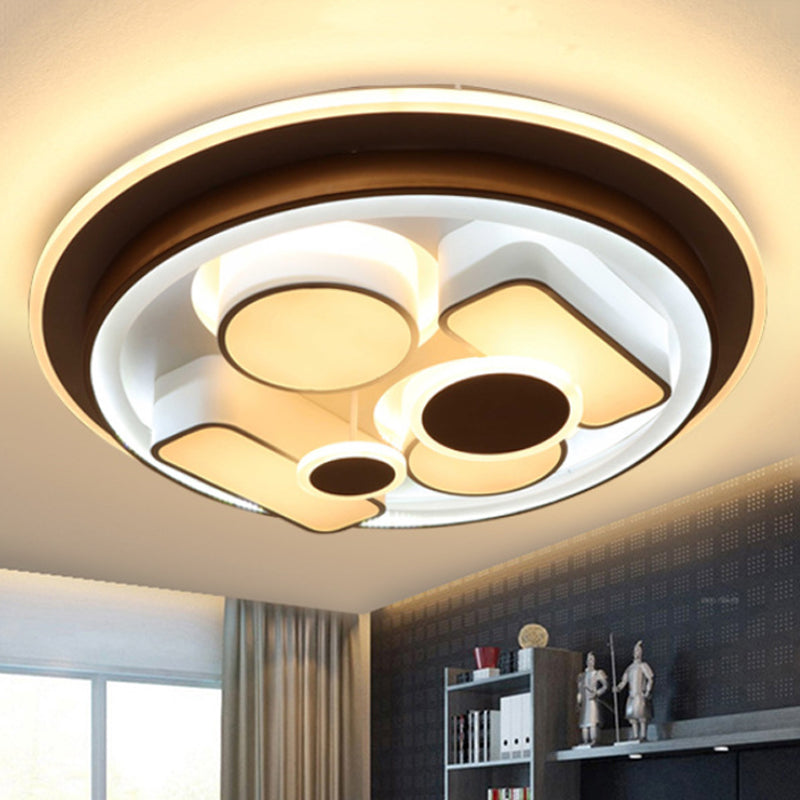 Simple LED Flush Light Brown Round/Rectangular Ceiling Lighting Fixture with Acrylic Shade in Warm/White/Natural Light Brown Round Clearhalo 'Ceiling Lights' 'Close To Ceiling Lights' 'Close to ceiling' 'Flush mount' Lighting' 245687