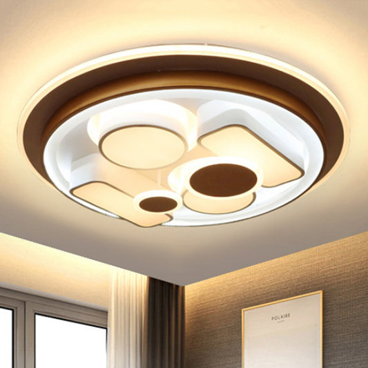 Simple LED Flush Light Brown Round/Rectangular Ceiling Lighting Fixture with Acrylic Shade in Warm/White/Natural Light Clearhalo 'Ceiling Lights' 'Close To Ceiling Lights' 'Close to ceiling' 'Flush mount' Lighting' 245688