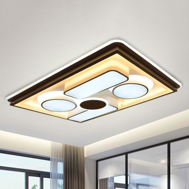 Simple LED Flush Light Brown Round/Rectangular Ceiling Lighting Fixture with Acrylic Shade in Warm/White/Natural Light Brown Rectangle Clearhalo 'Ceiling Lights' 'Close To Ceiling Lights' 'Close to ceiling' 'Flush mount' Lighting' 245689