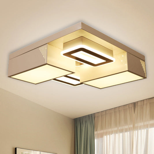 21.5"/29.5" Wide Block Flush Ceiling Light Modern Acrylic LED Living Room Flushmount Light in Warm/White/Natural Light White 21.5" Warm Clearhalo 'Ceiling Lights' 'Close To Ceiling Lights' 'Close to ceiling' 'Flush mount' Lighting' 245694