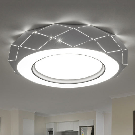 Hollowed Out Acrylic Shade Flush Mount LED Flush Ceiling Light in White, 11"/19.5"/24.5" Wide White Clearhalo 'Ceiling Lights' 'Close To Ceiling Lights' 'Close to ceiling' 'Flush mount' Lighting' 245698