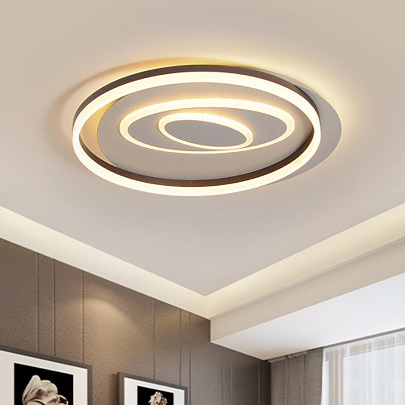 Modernist Ring Semi Flush Mount Metal Led Bedroom Semi Flush Mount Ceiling Fixture in Brown, White/Warm Light Clearhalo 'Ceiling Lights' 'Close To Ceiling Lights' 'Close to ceiling' 'Semi-flushmount' Lighting' 245713