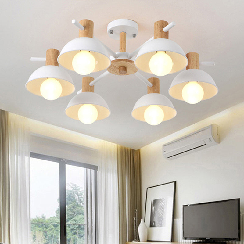 Dome Rubber Chandelier Pendant Light Modern 3/6 Lights White Led Ceiling Hung Fixture with Radial Design 6 White Clearhalo 'Ceiling Lights' 'Chandeliers' 'Modern Chandeliers' 'Modern' Lighting' 245716