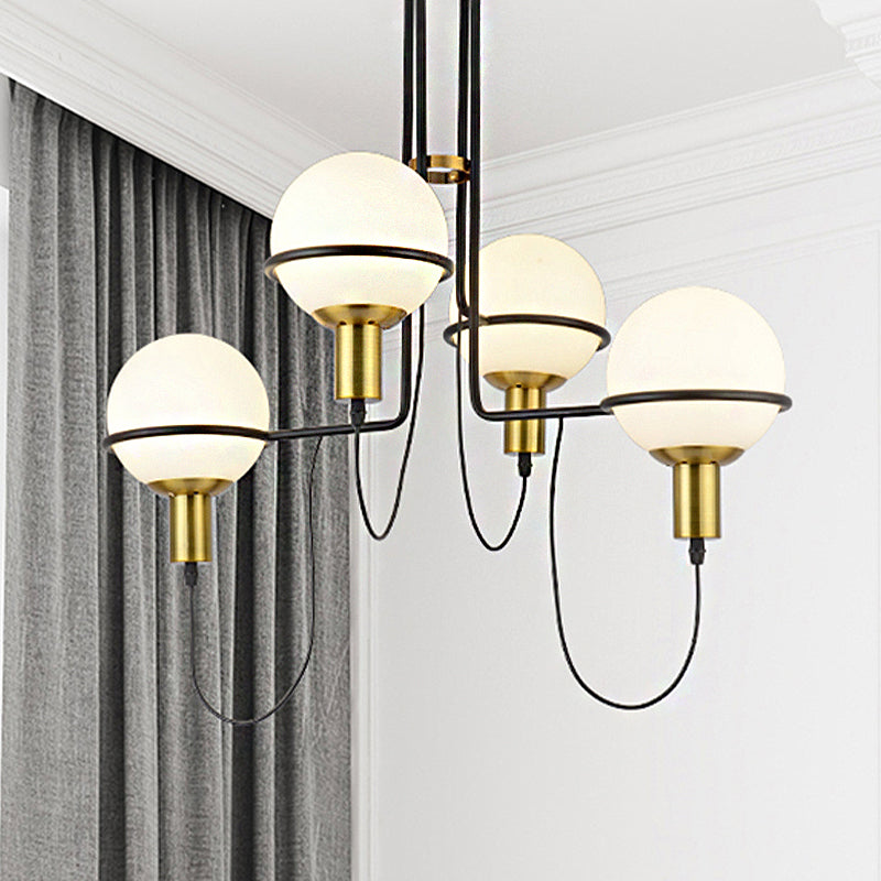 Metal Radial Chandelier Lamp Contemporary 2/4 Lights Gold Hanging Pendant Light with Clear Glass Round Shade Clearhalo 'Ceiling Lights' 'Chandeliers' 'Modern Chandeliers' 'Modern' Lighting' 245749