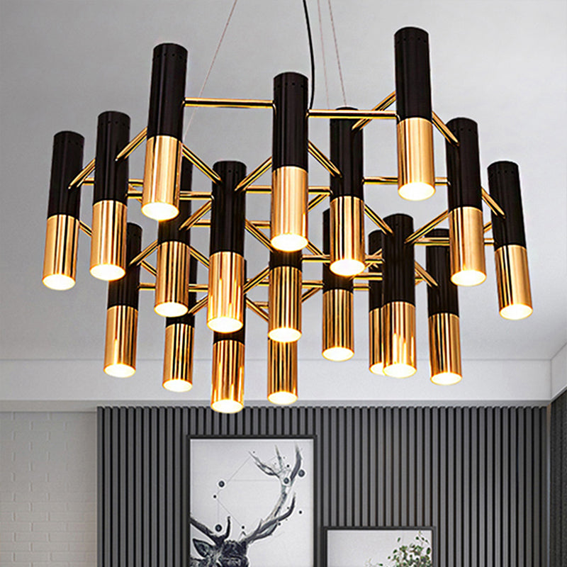 Tube Chandelier Light Modern Metal 7/13/19 Lights Gold Hanging Ceiling Lamp in Warm Light for Living Room Clearhalo 'Ceiling Lights' 'Chandeliers' 'Modern Chandeliers' 'Modern' Lighting' 245759