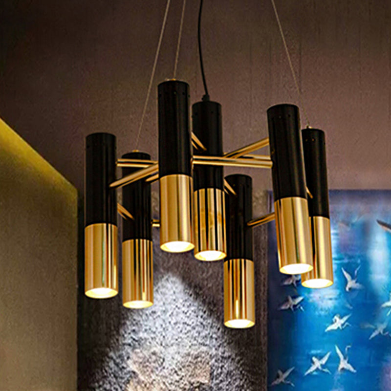 Tube Chandelier Light Modern Metal 7/13/19 Lights Gold Hanging Ceiling Lamp in Warm Light for Living Room 7 Gold Clearhalo 'Ceiling Lights' 'Chandeliers' 'Modern Chandeliers' 'Modern' Lighting' 245763