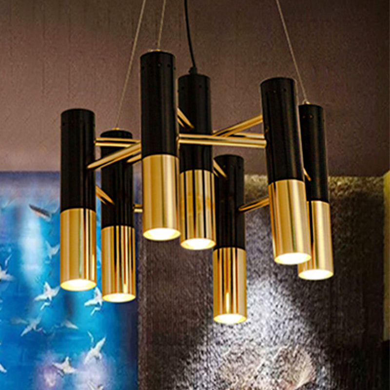 Tube Chandelier Light Modern Metal 7/13/19 Lights Gold Hanging Ceiling Lamp in Warm Light for Living Room Clearhalo 'Ceiling Lights' 'Chandeliers' 'Modern Chandeliers' 'Modern' Lighting' 245764