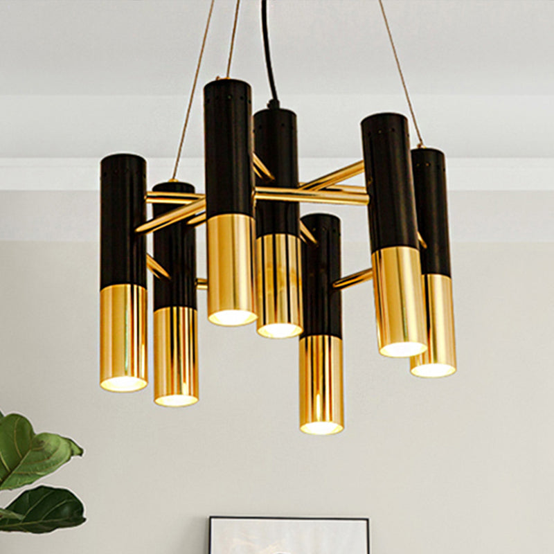 Tube Chandelier Light Modern Metal 7/13/19 Lights Gold Hanging Ceiling Lamp in Warm Light for Living Room Clearhalo 'Ceiling Lights' 'Chandeliers' 'Modern Chandeliers' 'Modern' Lighting' 245765