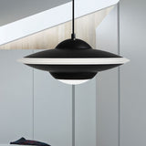 Flying Saucer Suspension Light Nordic Metal 1 Light Black/White Hanging Light in Warm/White Light Clearhalo 'Ceiling Lights' 'Modern Pendants' 'Modern' 'Pendant Lights' 'Pendants' Lighting' 245800