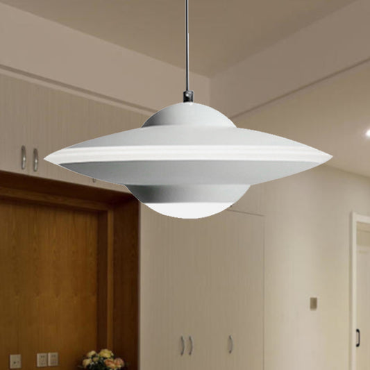 Flying Saucer Suspension Light Nordic Metal 1 Light Black/White Hanging Light in Warm/White Light Clearhalo 'Ceiling Lights' 'Modern Pendants' 'Modern' 'Pendant Lights' 'Pendants' Lighting' 245803