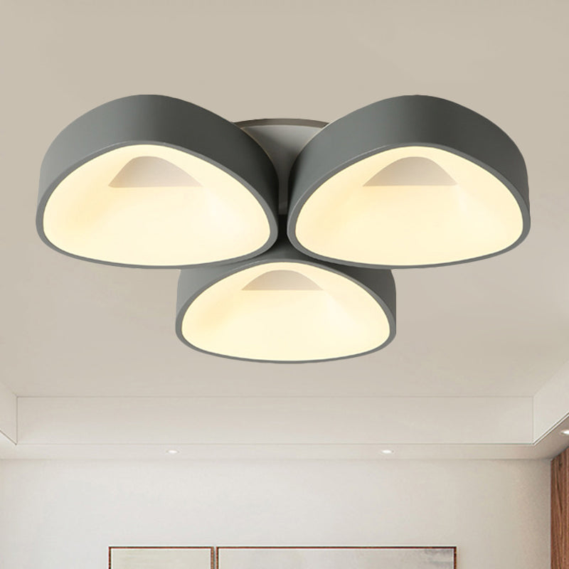 Grey Coconut Shell Flush Light Fixture Nordic 3/5 Lights Acrylic Ceiling Lamp in White/Warm/Natural Light 3 Grey Clearhalo 'Ceiling Lights' 'Close To Ceiling Lights' 'Close to ceiling' 'Flush mount' Lighting' 245811