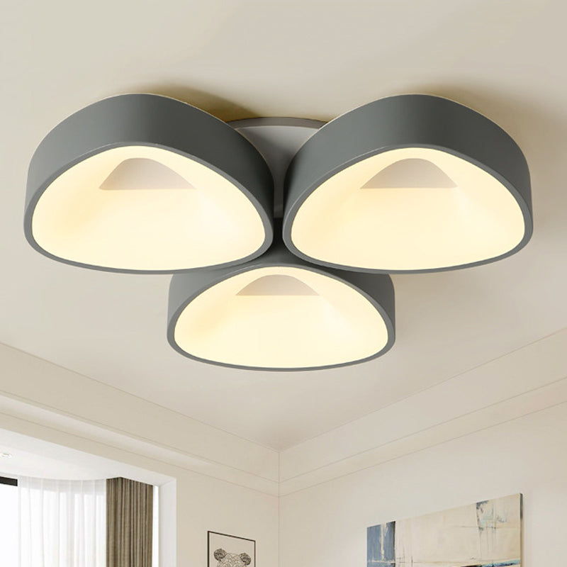 Grey Coconut Shell Flush Light Fixture Nordic 3/5 Lights Acrylic Ceiling Lamp in White/Warm/Natural Light Clearhalo 'Ceiling Lights' 'Close To Ceiling Lights' 'Close to ceiling' 'Flush mount' Lighting' 245812