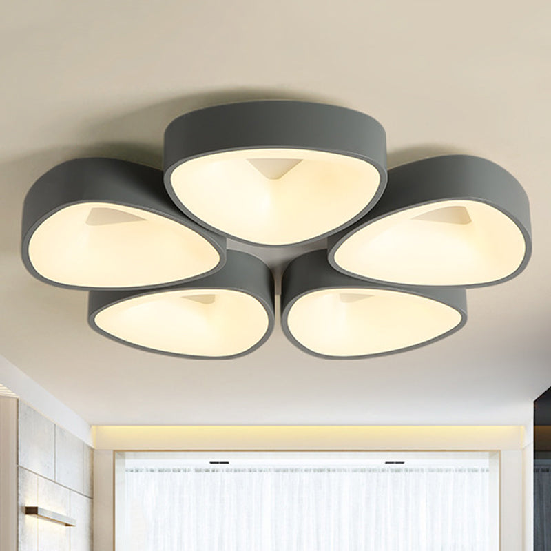 Grey Coconut Shell Flush Light Fixture Nordic 3/5 Lights Acrylic Ceiling Lamp in White/Warm/Natural Light 5 Grey Clearhalo 'Ceiling Lights' 'Close To Ceiling Lights' 'Close to ceiling' 'Flush mount' Lighting' 245813