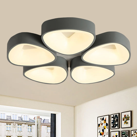 Grey Coconut Shell Flush Light Fixture Nordic 3/5 Lights Acrylic Ceiling Lamp in White/Warm/Natural Light Clearhalo 'Ceiling Lights' 'Close To Ceiling Lights' 'Close to ceiling' 'Flush mount' Lighting' 245814