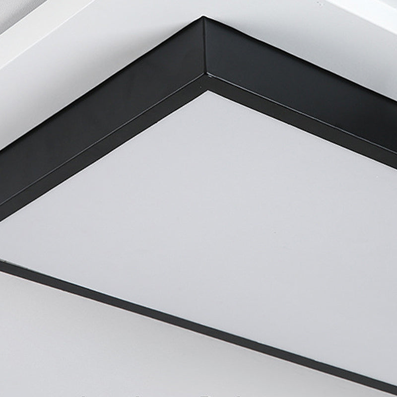 Black and White Rectangular Flush Mount Lamp Modernist Led 21.5"/35.5" Wide Metal Flush Mount Ceiling Fixture for Living Room in White/Warm Light Clearhalo 'Ceiling Lights' 'Close To Ceiling Lights' 'Close to ceiling' 'Flush mount' Lighting' 245845