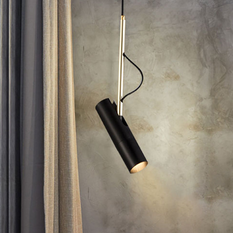 Black/White Cylinder Hanging Light Minimalist Metal LED Pendant Light for Living Room in Warm/White with Adjustable Cord Black Clearhalo 'Ceiling Lights' 'Modern Pendants' 'Modern' 'Pendant Lights' 'Pendants' Lighting' 245883