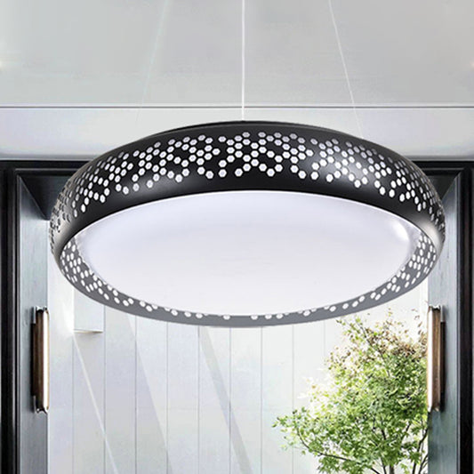 Black/White Drum Hanging Pendant Light Modern 1 Head Metal Pendant Light Fixture in Warm/White/Natural Light, 19"/23" Wide Black Clearhalo 'Ceiling Lights' 'Modern Pendants' 'Modern' 'Pendant Lights' 'Pendants' Lighting' 245897